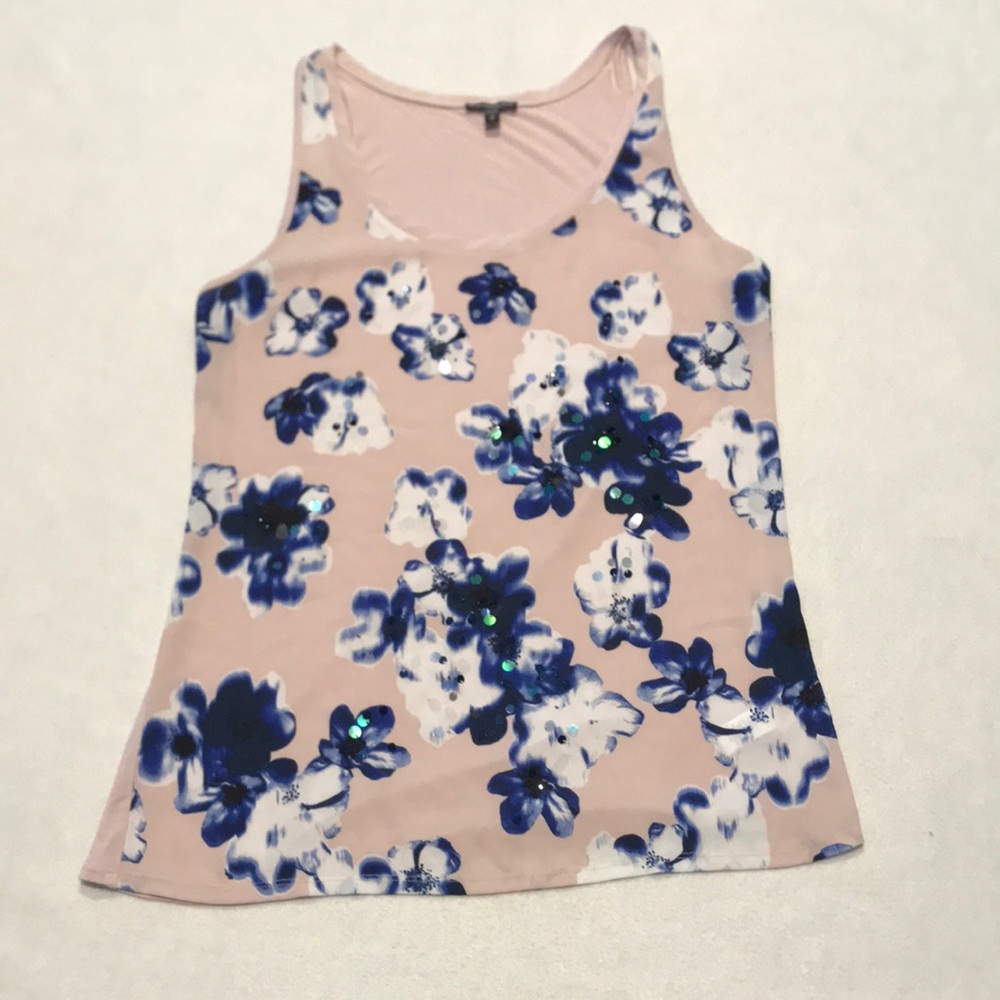 Express tank, pink with blue flowers, medium